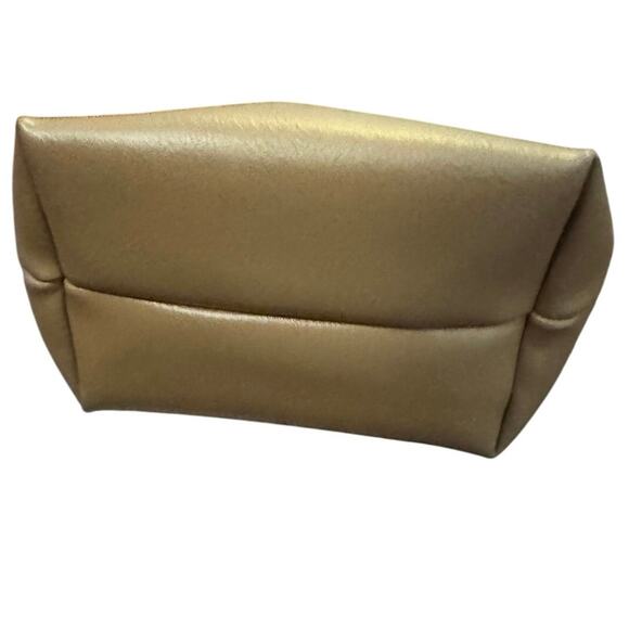 Anthropologie Women's Brown Solid Leather Classic Zip Cosmetic Pouch Bag - Picture 6 of 6